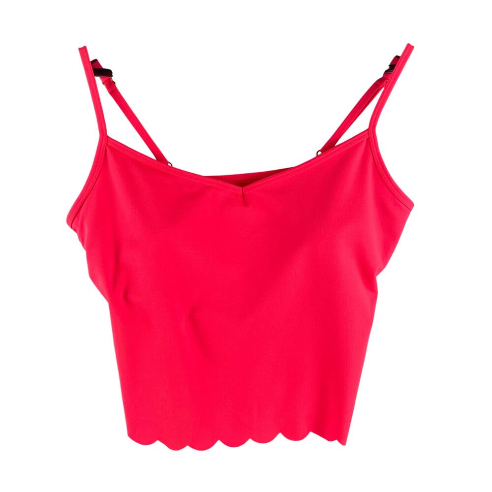 Lilly Pulitzer Luxletic Womens Scallop Hem Cami Top L Pink V-Neck Built-In Bra